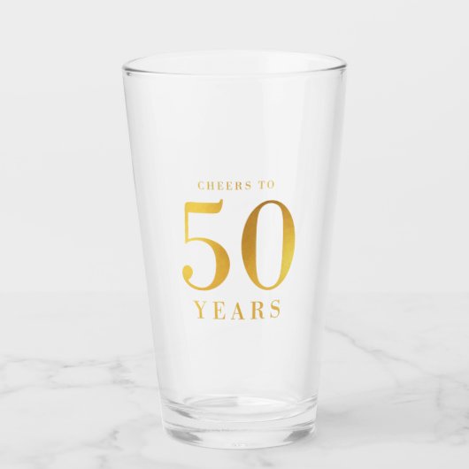Faux Gold Cheers tot 50 jaar verjaardag Glas (Voorkant)