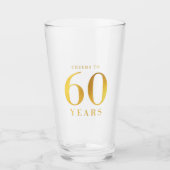 Faux Gold Cheers tot 60 jaar verjaardag Glas (Voorkant)