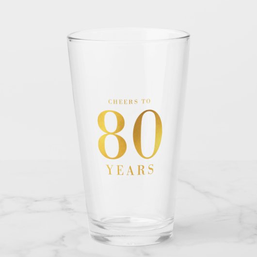Faux Gold Cheers tot 80 jaar verjaardag Glas (Voorkant)