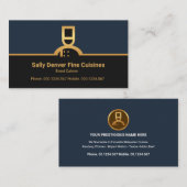 Faux Gold Chef Border Column Restaurant Caterer Visitekaartje (Voorkant / Achterkant)