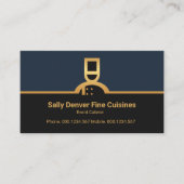 Faux Gold Chef Border Column Restaurant Caterer Visitekaartje (Voorkant)