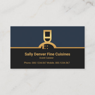 Faux Gold Chef Border Column Restaurant Caterer Visitekaartje