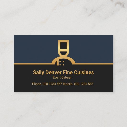 Faux Gold Chef Border Column Restaurant Caterer Visitekaartje (Voorkant)