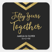 Faux Gold Chevron 50th Wedding Jubileum Party Vierkante Sticker (Voorkant)
