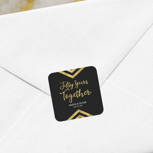 Faux Gold Chevron 50th Wedding Jubileum Party Vierkante Sticker
