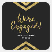 Faux Gold Chevron We zijn een Verloving Vierkante Sticker (Voorkant)