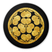  Faux Gold Chosokabe Japan Mon Oosterse Kunst Keramische Knop (Voorkant)