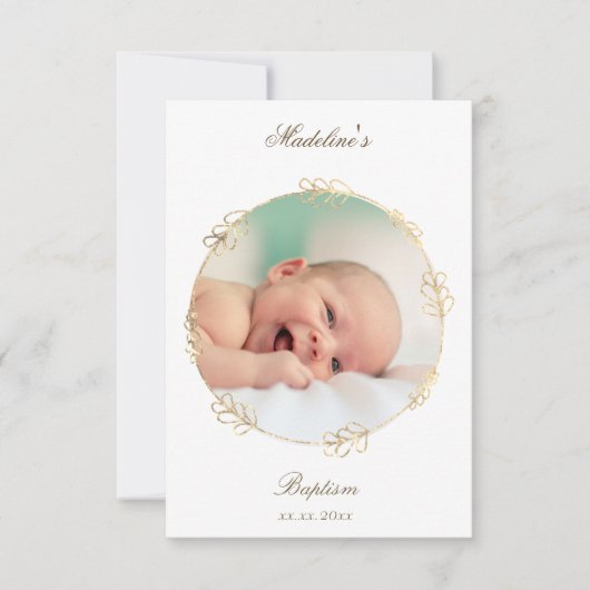 faux gold circle Baptism small thank you card Kaart (Voorkant)