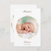 faux gold circle Baptism small thank you card Kaart (Voorkant / Achterkant)