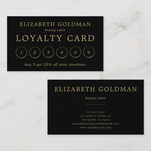 Faux Gold Circle Design Klantenkaartje (Voorkant / Achterkant)