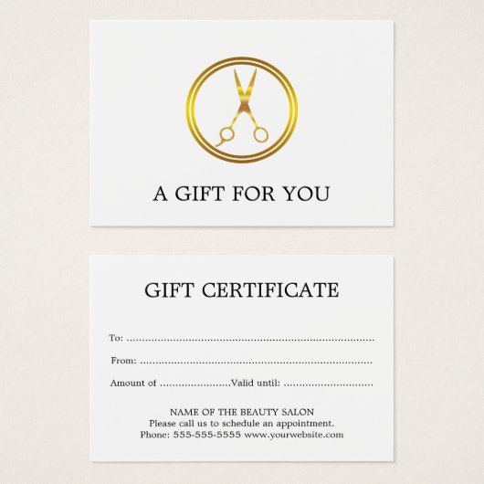 Faux Gold Circle Schaar minimaal Elegant Visitekaartje (Voorkant /achterkant)