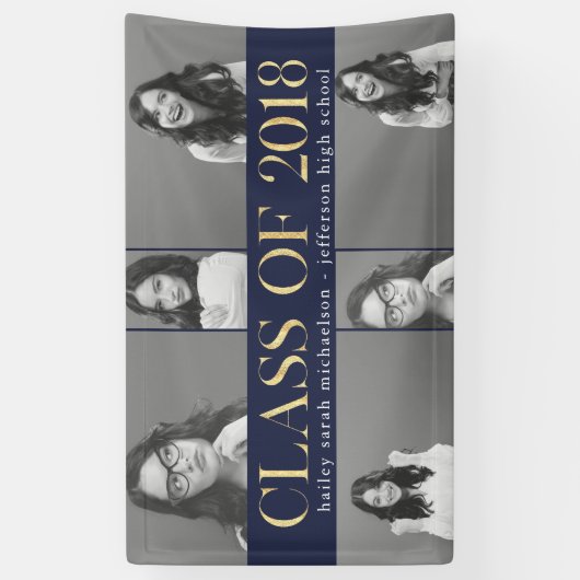 Faux Gold Class van 2018 Afstuderen Fotocollage Spandoek (Verticaal)