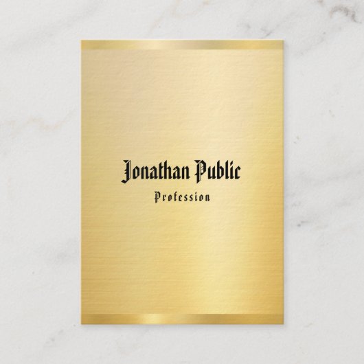 Faux Gold Classic American Text  Sjabloon Visitekaartje (Voorkant)