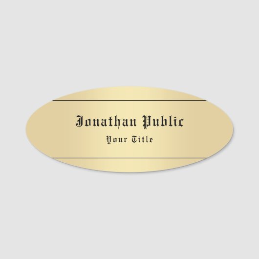 Faux Gold Classic Look Gepersonaliseerde Sjabloon Naamplaatje (Voorkant)