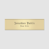 Faux Gold Classic Look Oude Stijl Tekst Sjabloon Naamplaatje (Voorkant)