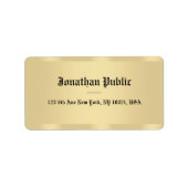 Faux Gold Classic Old Style Font Elegant Sjabloon Etiket (Voorkant)