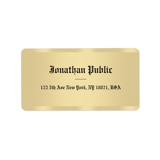 Faux Gold Classic Old Style Font Elegant Sjabloon Etiket (Voorkant)