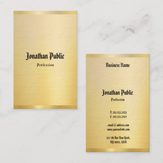 Faux Gold Classic Text  Sjabloon legant Visitekaartje (Voorkant / Achterkant)