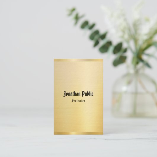 Faux Gold Classic Text  Sjabloon legant Visitekaartje (Staand voorkant)