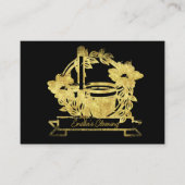 Faux Gold Cleaning Floral Broom Pail Logo Visitekaartje (Voorkant)