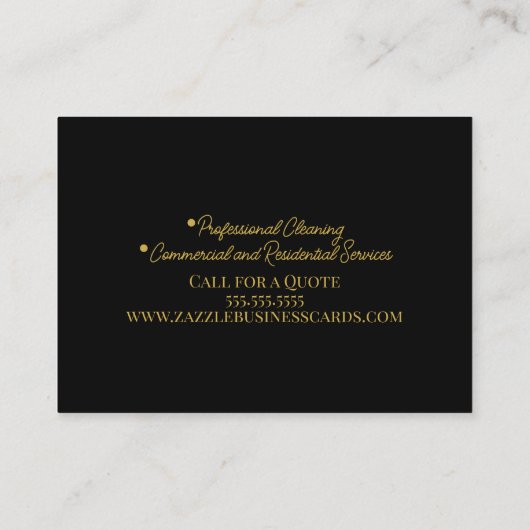 Faux Gold Cleaning Floral Broom Pail Logo Visitekaartje (Achterkant)