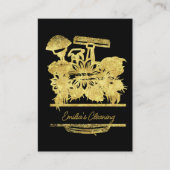 Faux Gold Cleaning Floral Script Logo Visitekaartje (Voorkant)