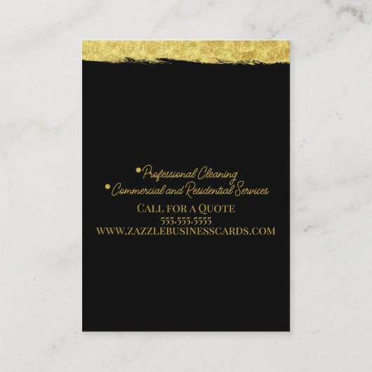 Faux Gold Cleaning Floral Script Logo Visitekaartje (Achterkant)