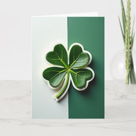 Faux Gold Clover Good Luck Card Kaart (Voorkant)