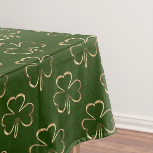 Faux Gold Clovers Shamrock Green Pattern Irish Tafelkleed (Voorbeeld)