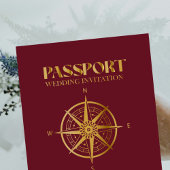 Faux Gold Compass Travel passport destination