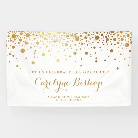 Faux Gold Confetti - Aangepaste Afstuderen banner (Horizontaal)