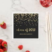 Faux Gold Confetti Black Class of 2017 Afstuderen Servet (Insitu)