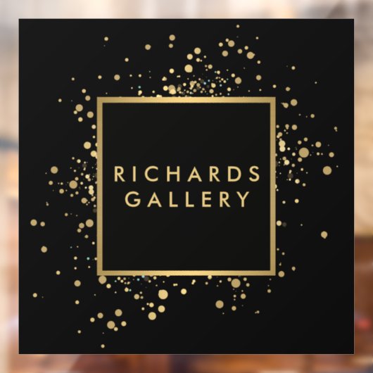 Faux Gold Confetti Black Raamsticker (Vel 2)