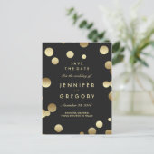 Faux Gold Confetti Black Save the Date Briefkaarte Aankondigingskaart (Staand voorkant)