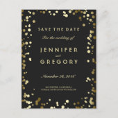 Faux Gold Confetti Black Save the Date Briefkaarte Aankondigingskaart (Voorkant)
