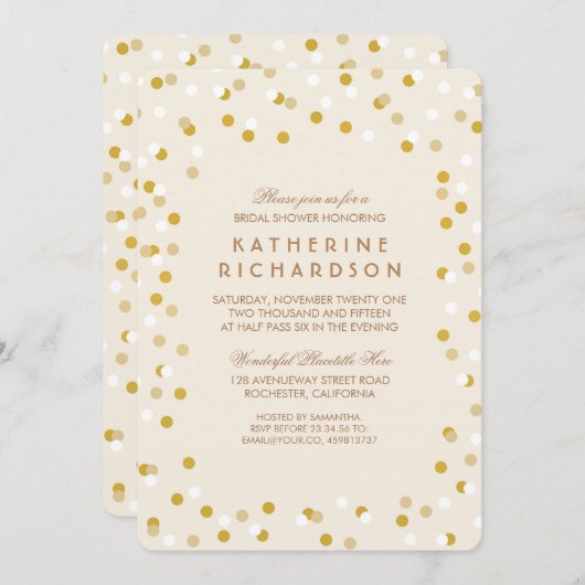 Faux Gold Confetti Bridal Shower Kaart (Voorkant / Achterkant)