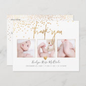 Faux Gold Confetti Chic Signature Script Dank u Briefkaart (Voorkant / Achterkant)
