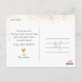 Faux Gold Confetti Chic Signature Script Dank u Briefkaart (Achterkant)
