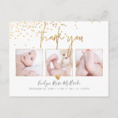 Faux Gold Confetti Chic Signature Script Dank u Briefkaart (Voorkant)