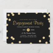 Faux Gold Confetti Engagement Party Kaart (Voorkant)