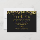 Faux Gold Confetti & Graduation Cap Bedankt (Achterkant)