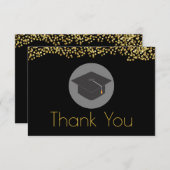 Faux Gold Confetti & Graduation Cap Bedankt (Voorkant / Achterkant)