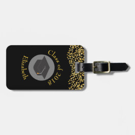 Faux Gold Confetti & Graduation Cap Class of 20xx Bagagelabel