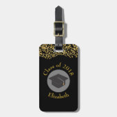 Faux Gold Confetti & Graduation Cap Class of 20xx Bagagelabel (Voorkant verticaal)