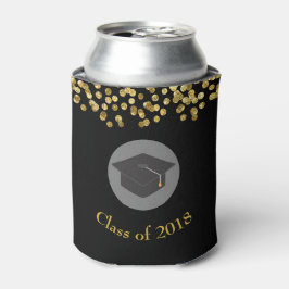 Faux Gold Confetti & Graduation Cap Class of 20xx Blikjeskoeler
