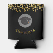 Faux Gold Confetti & Graduation Cap Class of 20xx Blikjeskoeler (Voorkant)