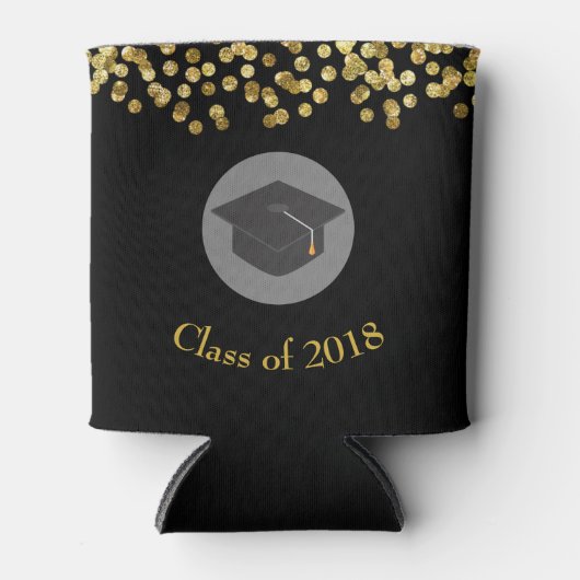 Faux Gold Confetti & Graduation Cap Class of 20xx Blikjeskoeler