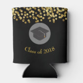 Faux Gold Confetti & Graduation Cap Class of 20xx Blikjeskoeler (Achterkant)
