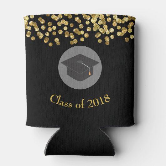 Faux Gold Confetti & Graduation Cap Class of 20xx Blikjeskoeler (Achterkant)