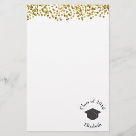 Faux Gold Confetti & Graduation Cap Class of 20xx Briefpapier